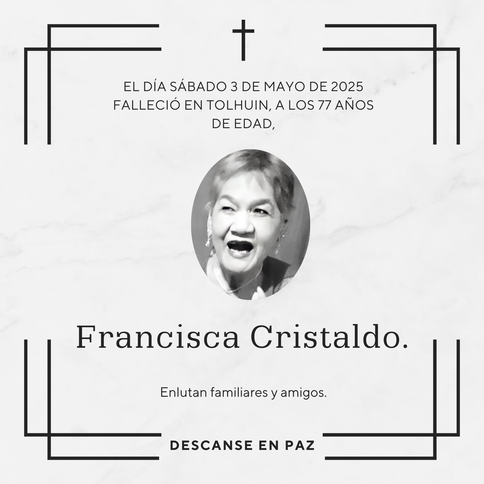 Fallecimiento | Francisca Cristaldo.